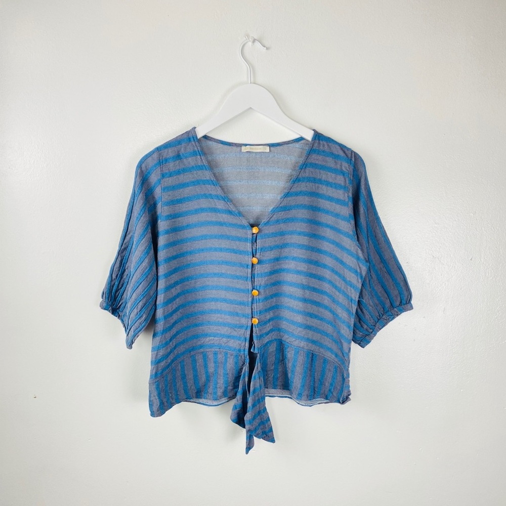 Frenchkiss Tie Front Stripe Top